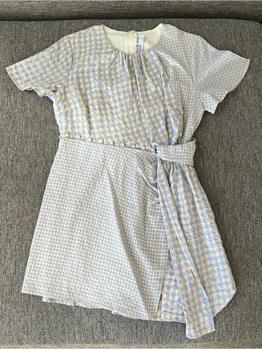 Pale Blue & Butter Yellow Gingham Dress